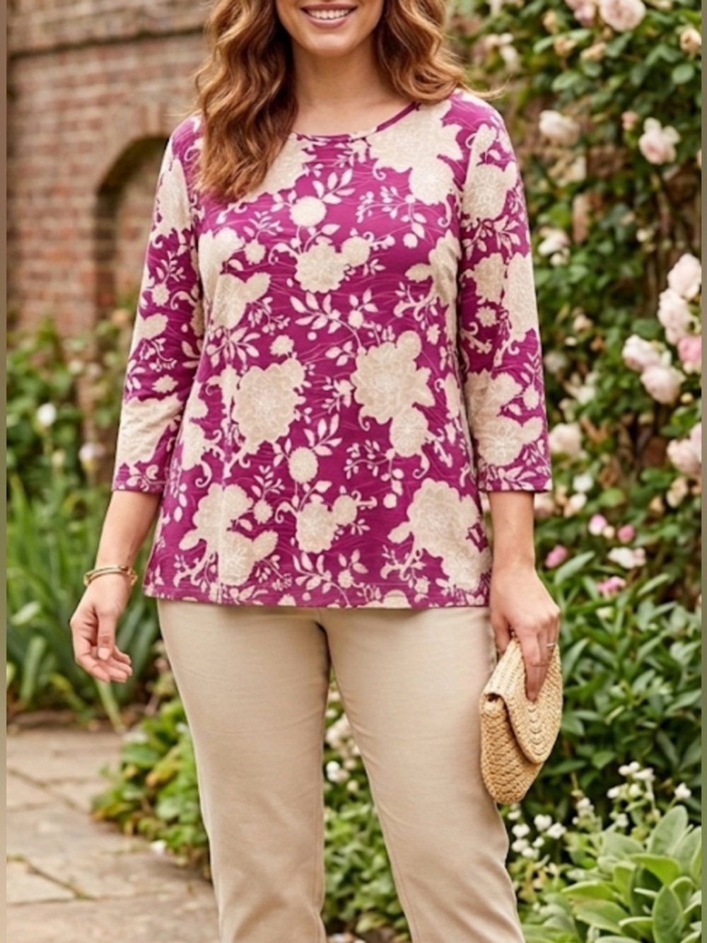 Emily Daniels burgundy 3/4th sleeved woman’s top.